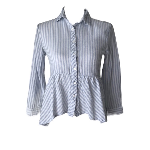 Love Notes Tops - Love Notes | Blue Blouse with Peplum Detail
